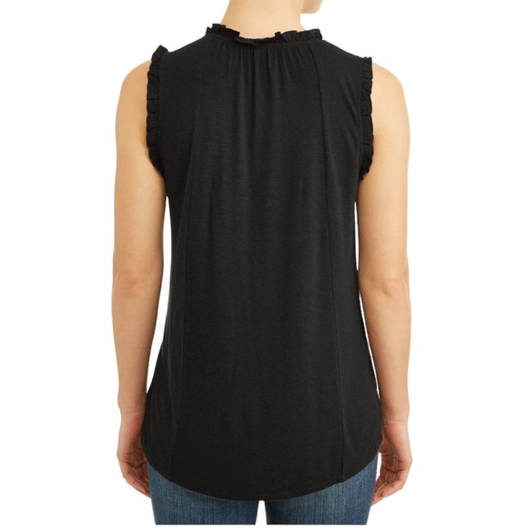 Time and Tru Embroidered Boho Black White Tie Front Top Size L - Picture 2 of 13